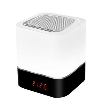 LED Bluetooth Speaker with Colorful Light, USB Rechargeable Night Light & Alarm Clock