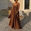 Women Summer Dress Sleeveless Spaghetti Strap Pleated Maxi Dress Beach Vacation Loose Flowy Sundress