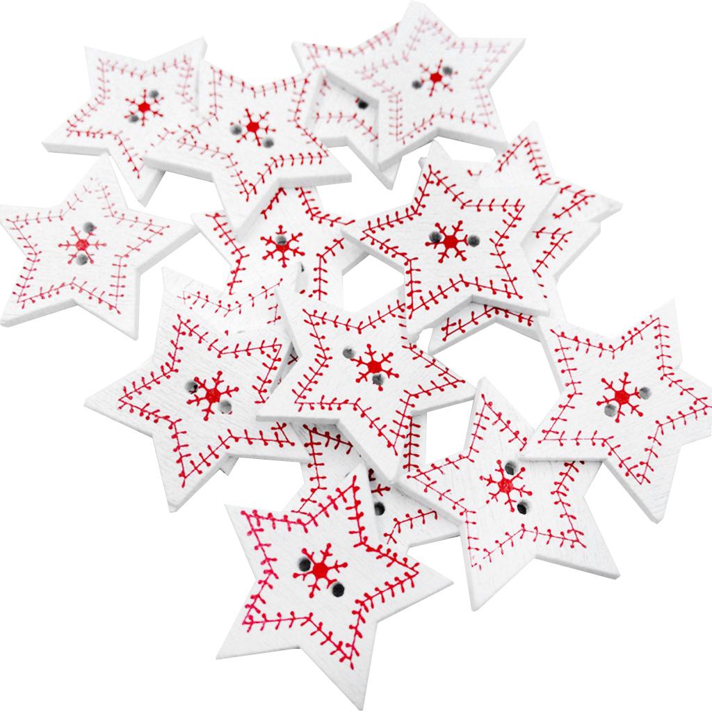 Snowflake Christmas Buttons Wood DIY Craft Embellishments for Holiday Card Making and Clothes Decoration