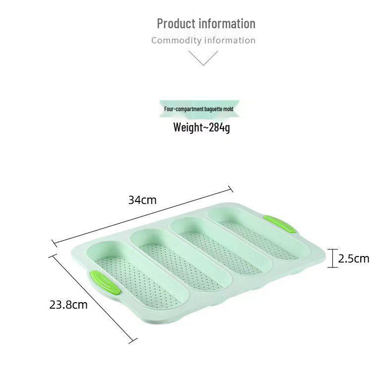 Non-Stick 4-Cavity Silicone Baguette Mold for French Bread Baking