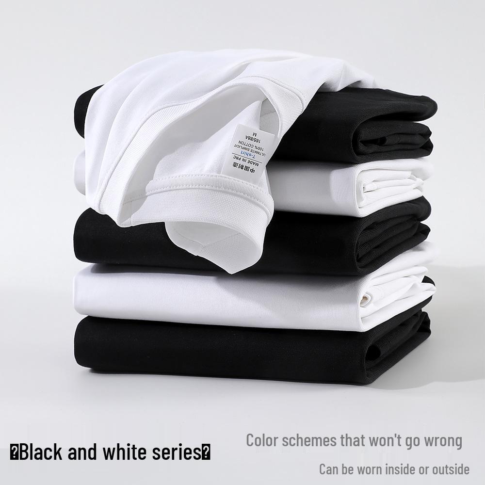 300g Gekämmte Baumwolle Rundhals Kurzarm T-Shirt, Sommer Einfarbiges Basic Tee mit Individuellem Druck
