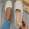 New Large Size Flying Woven Square Head Flat Shoes Breathable Casual Knitted Shoes for Women