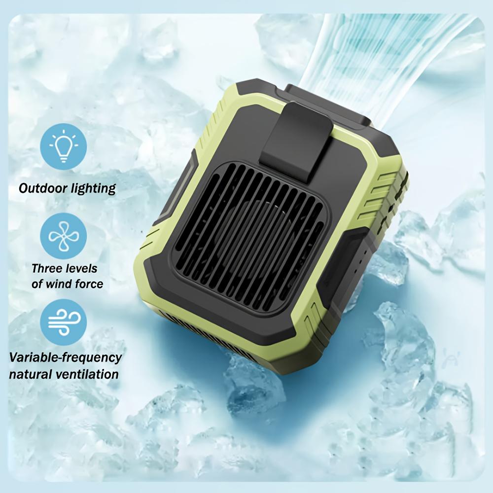 Portable Waist Clip Fan Rechargeable Personal Air Cooler with 3 Wind Speeds LED Light Hands-Free Cooling Outdoor Work Camping