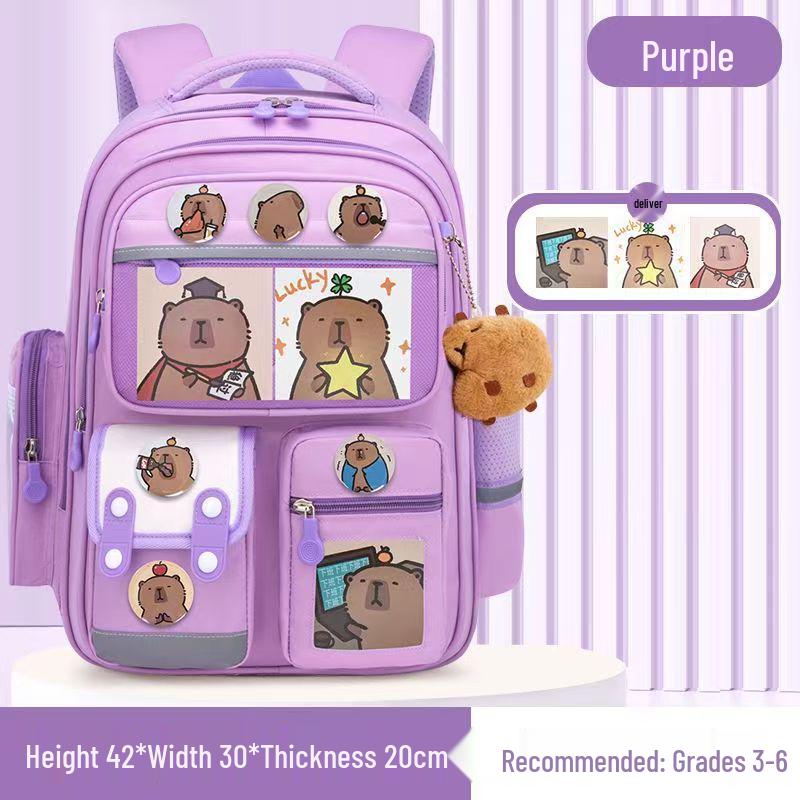 Kids' Lightweight Backpack with Spine Protection for Grades 1-6, Large Capacity, Ideal for Boys and Girls