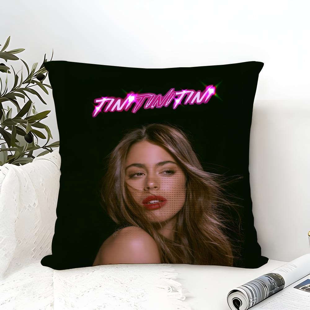 Argentine Pop Singer Tini Pillow Case Cotton Linen Fabric Square Zipper Pillowcase Home Decorative Living Room