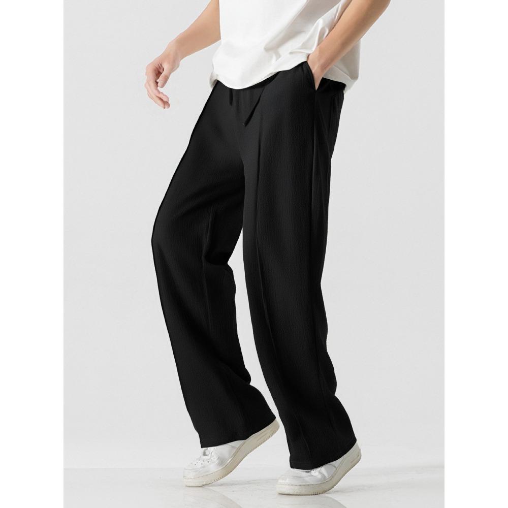 Men s Casual Trousers: Plus Size, Plain, Loose-Fit Straight-Leg Trousers – New Arrival Sports Trousers S чёрный