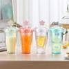Korean Celebrity Cherry Blossom Portable Straw Cup with Petal Lid