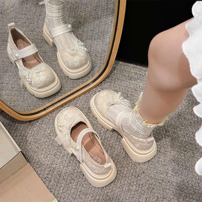 

Новые женские ретро туфли на толстой подошве, увеличивающие рост 40 бежевый