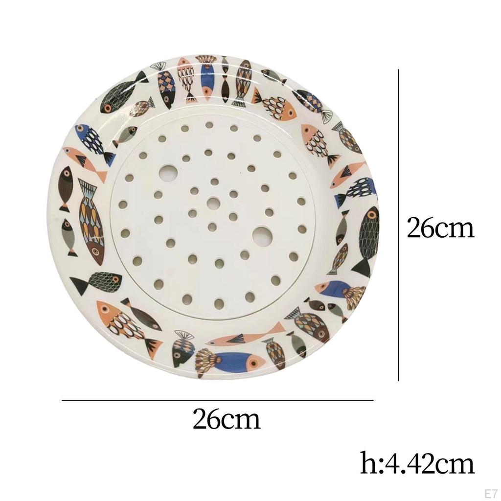 Dumpling Draining Plate, Tray, Multifunction Round Fruit Drain Dish Flatware, Serving Plate
