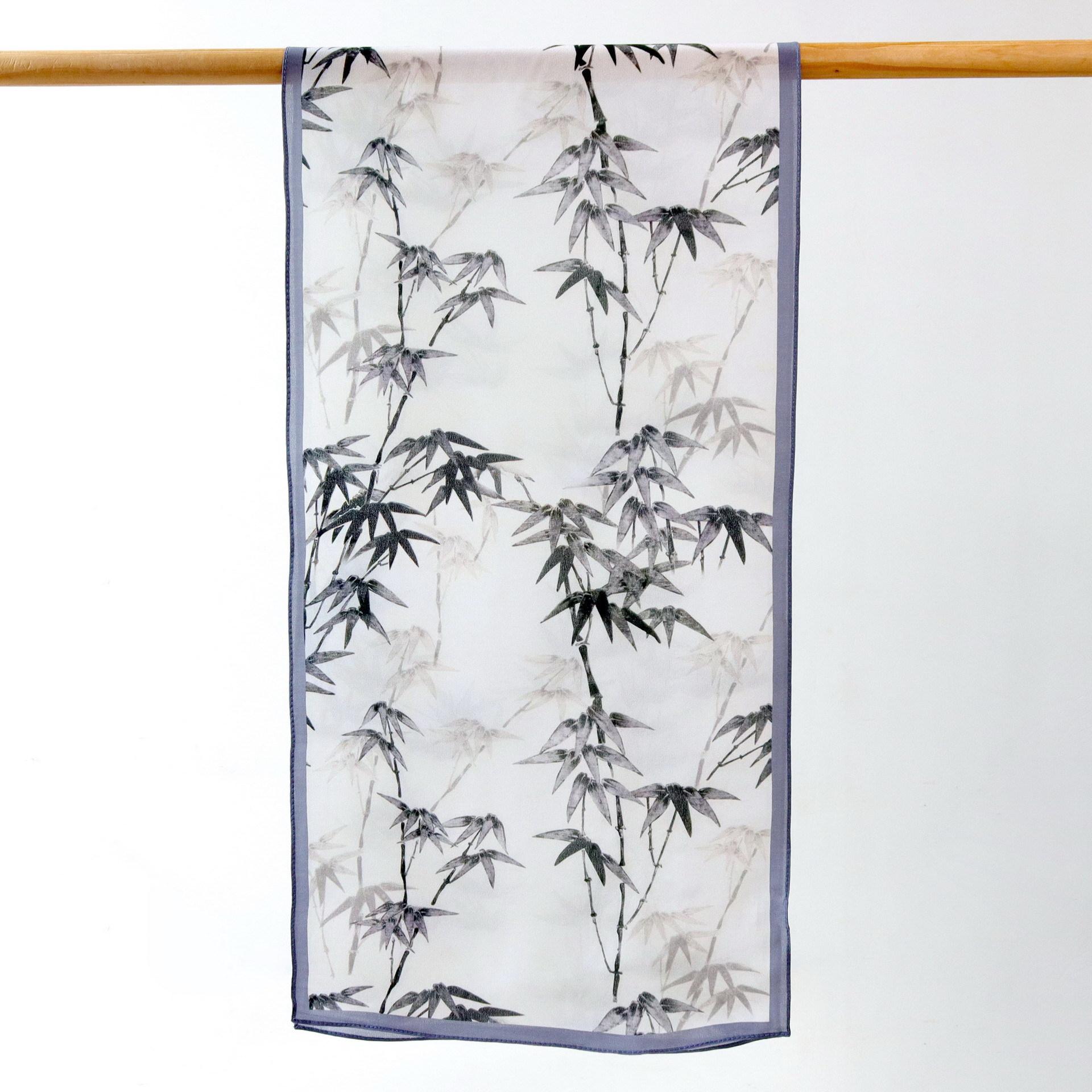[Mozhu] Guyun Guofeng New Temperament Pure Silk Double Crepe Long Scarf Silk Scarf Female Foreign Mulberry Silk Scarf 140*35CM
