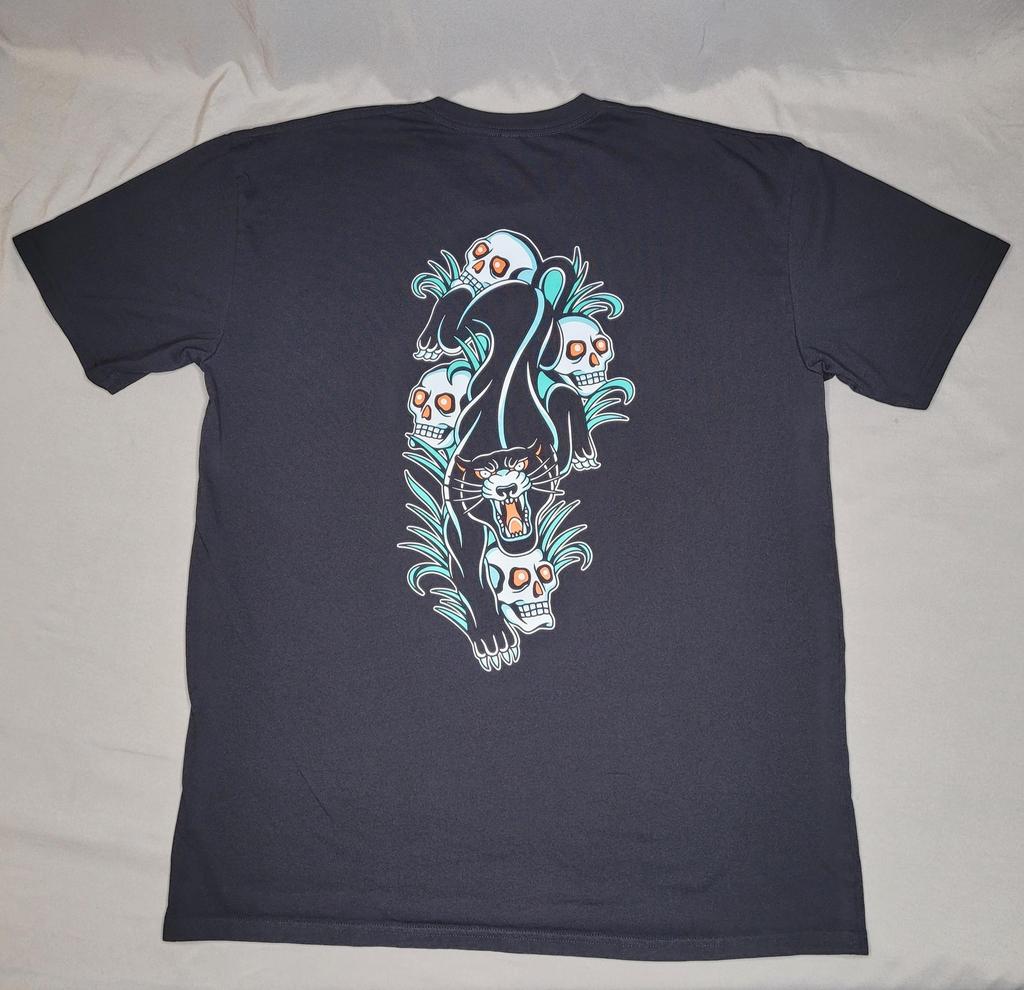 Hobo Jack Camicia Uomo 2XL Pantera Nera Teschio Grafica Posteriore Streetwear T-shirt Logo