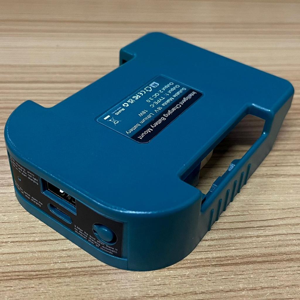 1pc Fast Charger Rack Portable Adapter with 5V USB Port and 18W Type-C Port Fast Charging  for Makita 18V Lithitum Battery Pin