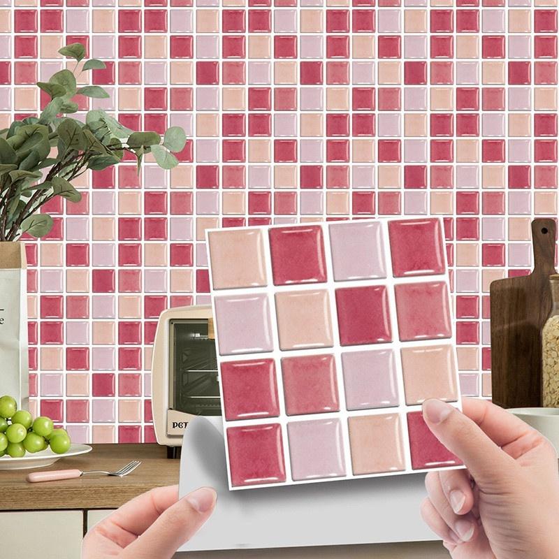 10 pezzi Adesivi per piastrelle in gel per cucina e bagno Adesivi per mosaico autoadesivi Carta da parati in mattoni di vetro creativi
