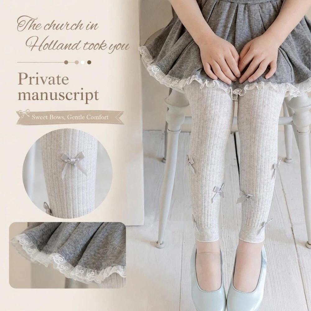 Slim-Fit Girls Bow Leggings Skin-Friendly Children Ankle Pants  Girls 1-6 Years Old