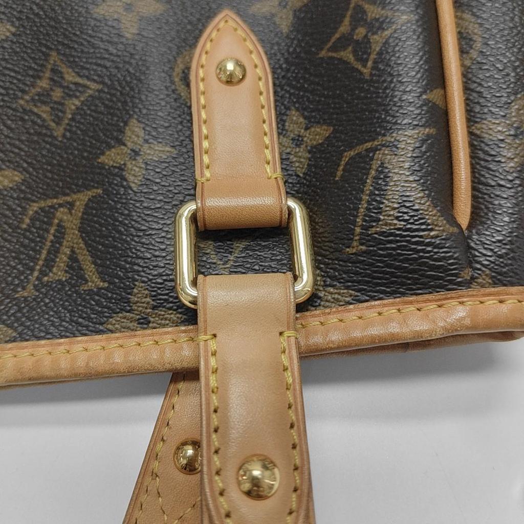 [Pre-Owned] Estrela Large Brown Coated Canvas Monogram Crossbody Handbag Shoulder Bag With Gold Hardware And Detachable Strap - Fair #ILSL7W