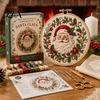 Holiday Theme Embroidery Projects Christmas Kit for Beginners, Pre-Printed Pattern Full Set Art And Craft Kits Adults of Tools, DIY Needlework Festive