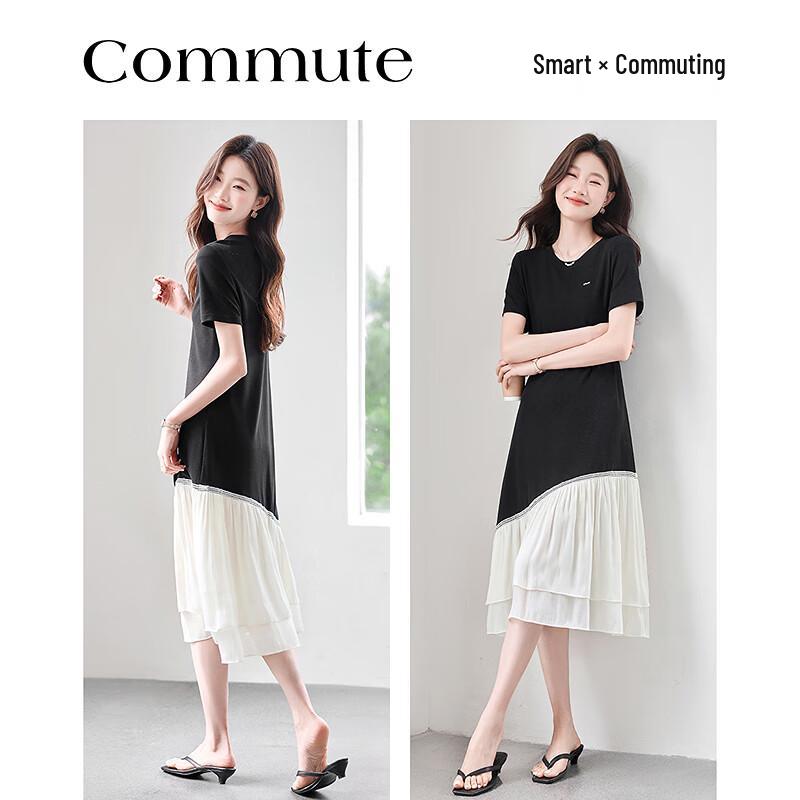 Women's Elegant Short-Sleeve A-Line Midi Dress