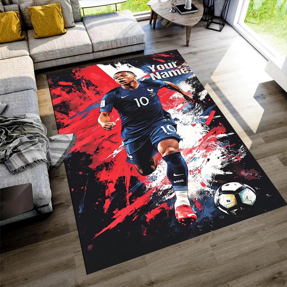 Mbappé Personalized Text Area Rug Perfect for Study Room Dormitory Hallway Balcony Antislip Carpet Decorate Offices Gift for Festivals