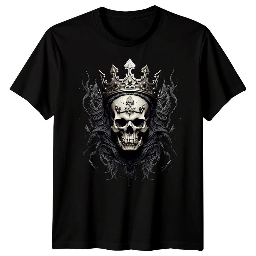 Dark Fantasy Skull Art Crown Mens T-Shirt Gothic Style Tee