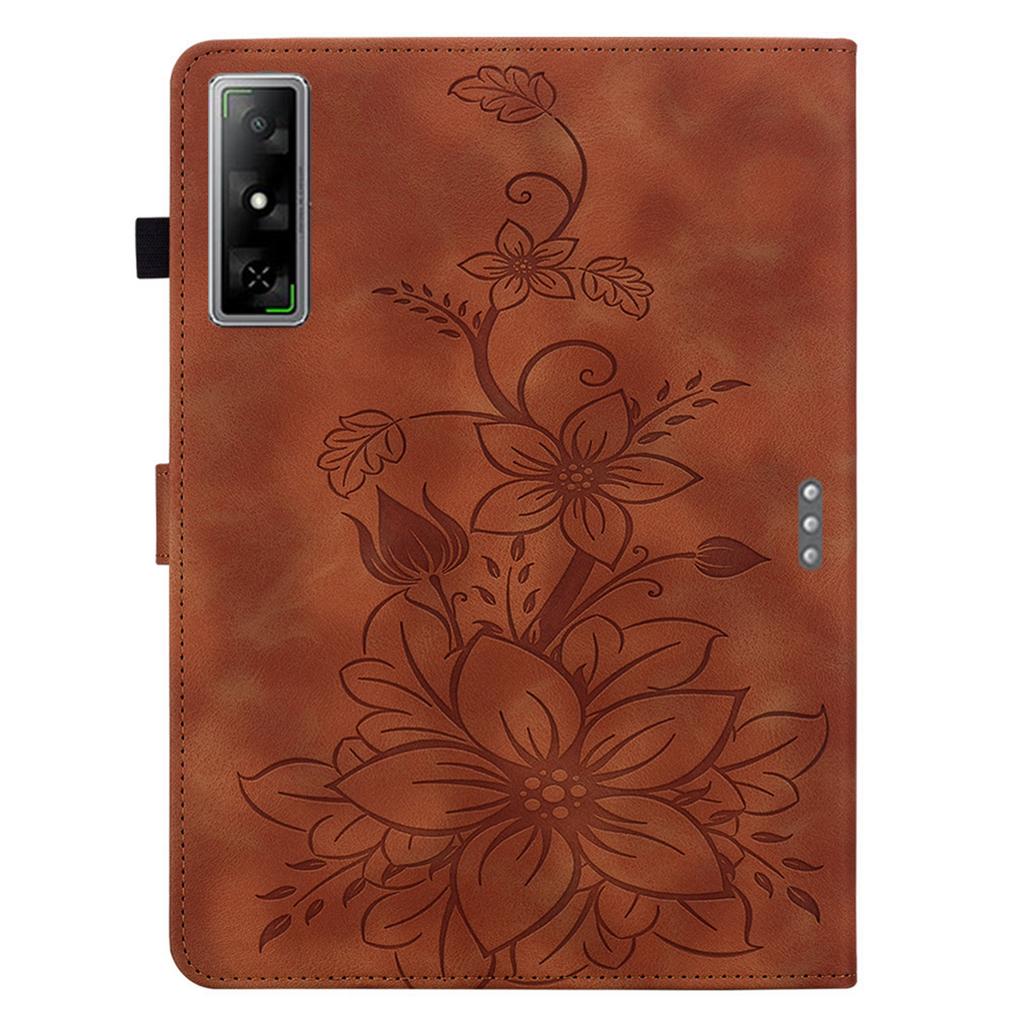 For Infinix Xpad GT Case Lily Flower Imprint Card Slots Leather Tablet Cover