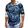 Men's Halloween Long Sleeve Button Down Shirt with Collar Casual for Holiday Parties