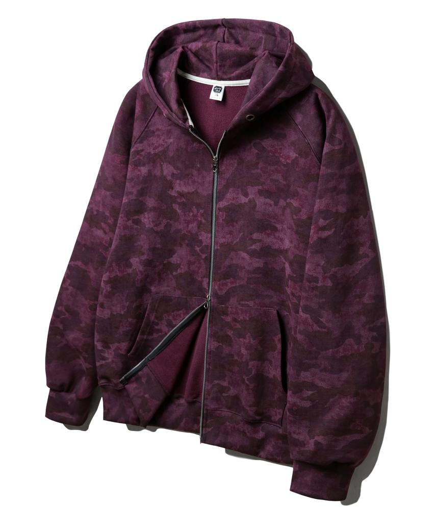 Alvinclo Basic Camo Raglan Two-Way Zip-Up Hoodie Azh663 (3 Colors)