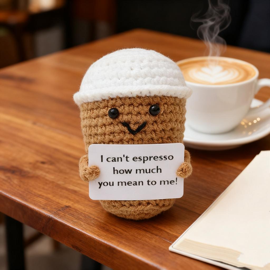 Coffee Lovers Gifts For Women, Positive Emotional Crochet Handmade Support, Small Appreciation Gifts For Coworker, Teacher Friends Thank You Gift