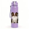 1PC Group Small Puppy Dog Portrait Print 750ml Color Plastic Sports Water Bottle Leakproof Flip Straw Lid Suitable for Sports Office Home Use