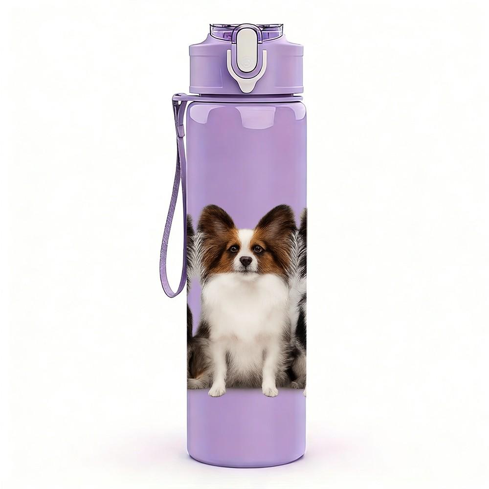 1PC Group Small Puppy Dog Portrait Print 750ml Color Plastic Sports Water Bottle Leakproof Flip Straw Lid Suitable for Sports Office Home Use