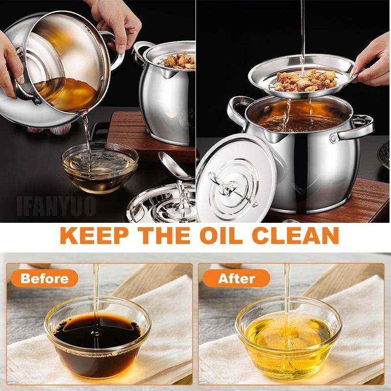 4L Oil Filter Pot Stainless Steel Lard Strainer Cooking Oil Strainer Grease Keeper Storage Container Oil Bottle Kitchen Tools
