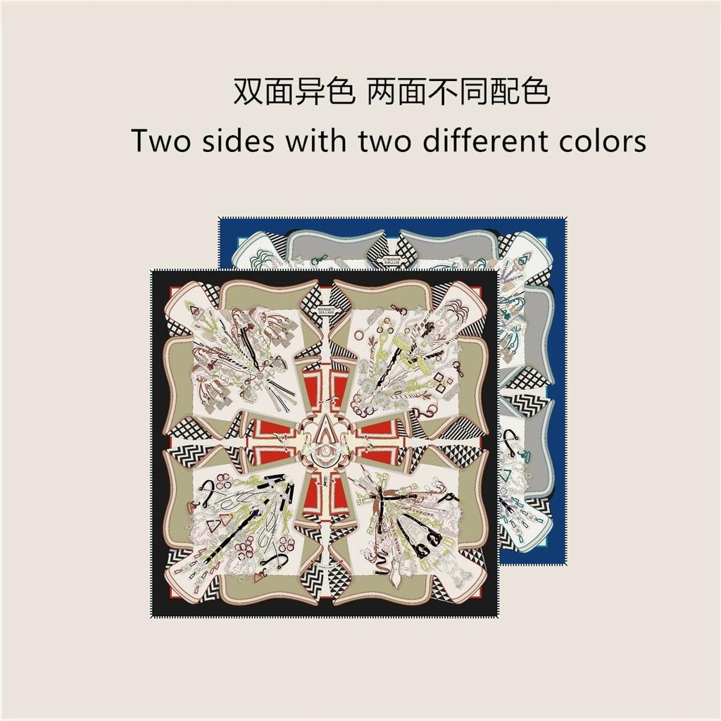 70CM Handmade Double-Side Printed Imitation Silk Scarf Roll Edge Luxury Pattern High Quality Women Scarf Wraps Echarpes Foulards