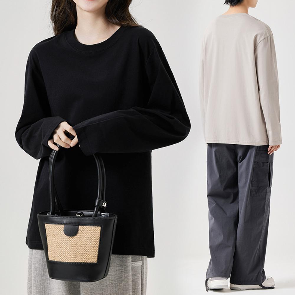 Baumwolle Unisex Basic T-Shirt Pullover Paar Tees Tops Mode Langarm T-Shirt Streetwear