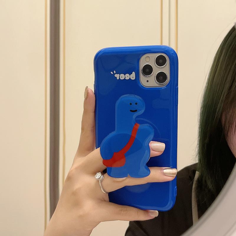 Korejský Ins Roztomilý Držák Dinosaurus Pouzdro na Mobilní Telefon Apple 15 Promax 14 Vhodné pro Iphone11 Pár X Měkké 13
