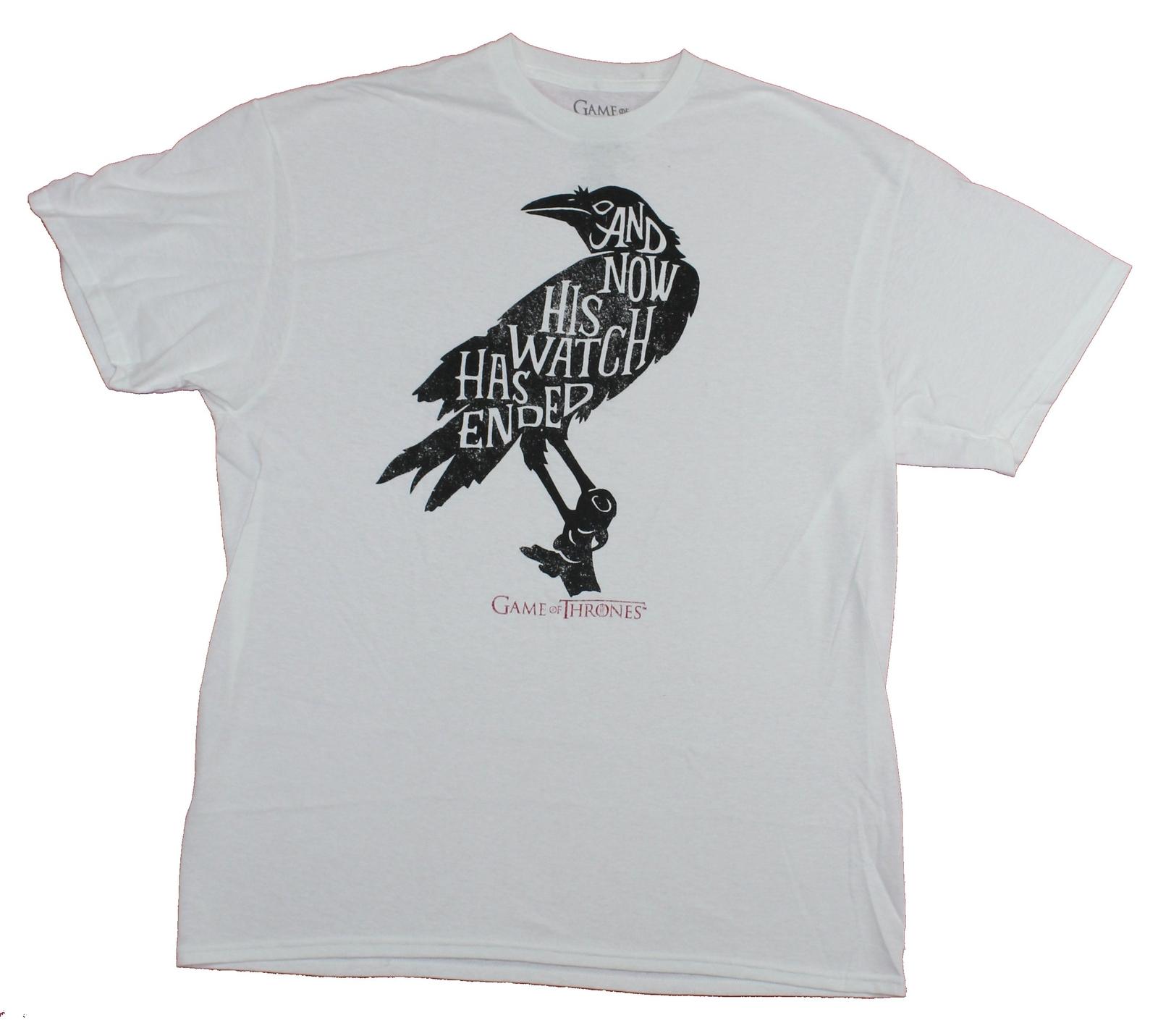 Game of Thrones Adult New T-Shirt - Watch Has Ended Quote Inside Crow XXL