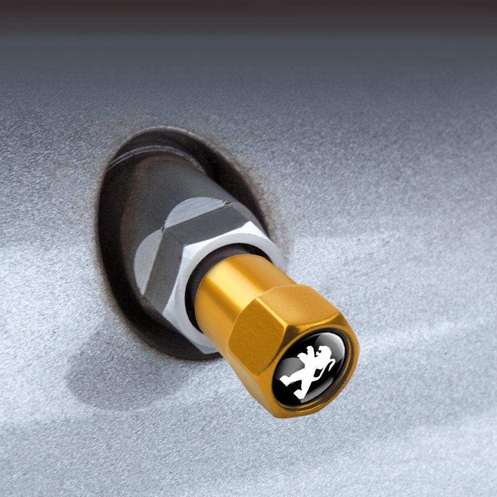 4pcs Car Wheel Tire Valve Caps Auto Emblem Tire Stem Covers Decor For Peugeot y 208 3008 107 308 2008 207 508 607 301 106 406 407