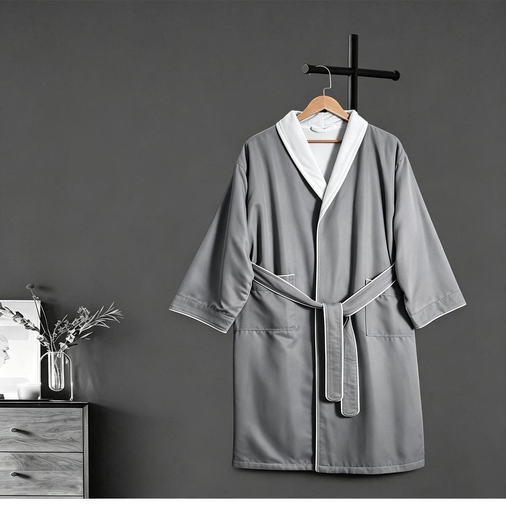 Unisex Cotton Hotel Bath Robe,Soft Absorbent Adult Bath Gown For Hotel Homestay Home All‑Season Use