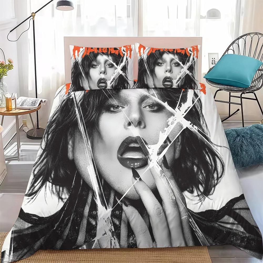 

3D Print Singer lady g-Gaga Mayhem Bedding Set Soft Comforter Cover With 1/2pcs Pillow Shams For Kids Adults Duvet Cover 135x200cm