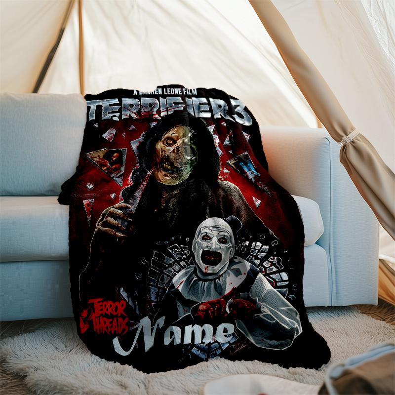 Personalized Custom Name Blanket - Terrifier Art the Clown Print Design,Blanket for Sofa,Bed,Travel,Camping - Soft and Warm, Great Gift