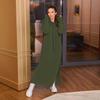 IHUASU Fashion Autumn Winter Long Sleeve Hooded Solid Color Print Casual Dresses