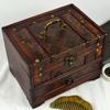Intricate Carved Retro Distressed Storage Box Creative Dressing Box Wooden Treasure Box  Rings