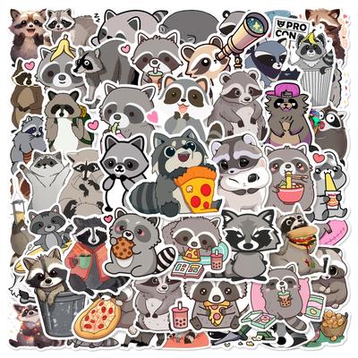 50 peças Procyon lotor Animais Desenho Animado Grafite Adesivos DIY Telefone Guitarra Laptop Caderno Mala Copo Adesivo à Prova d'Água Brinquedo Infantil