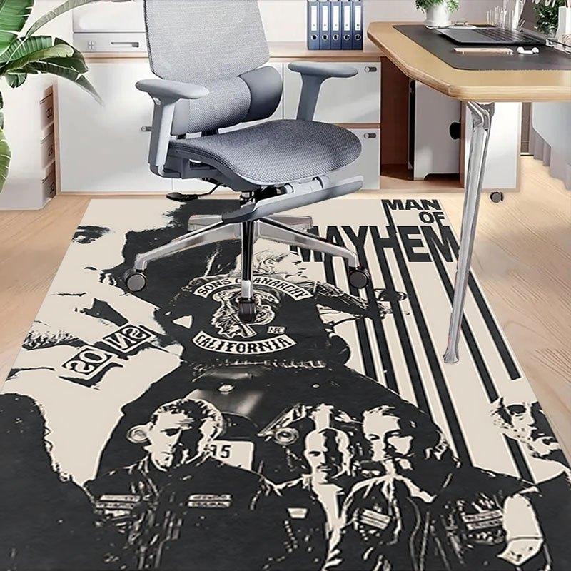 1pc Sons of Anarchy themed Office Carpet Chair Mats - durable polyester rug for home theater, office, dorm room decor - tA53