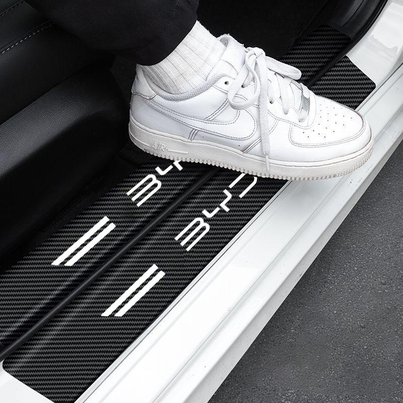 Carbon Fiber Car Door Sill Sticker Auto Door Threshold Strip For BYD Atto3 Han Song plus Seagyll V2l Dolphin F3 E6 G3 I3 Ea1 Dmi