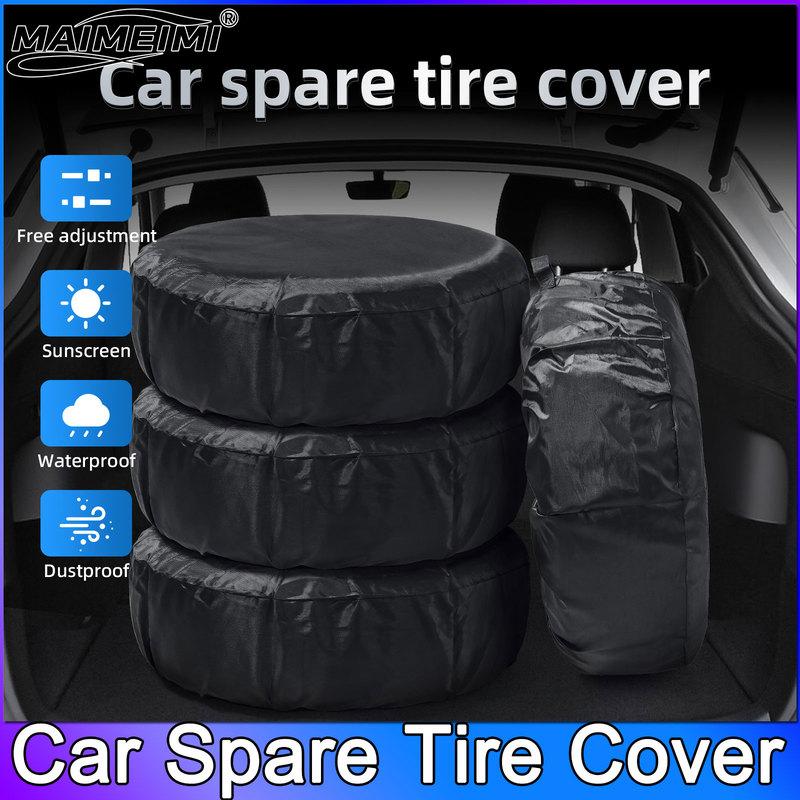QC Black 4Pcs Wheel Tire Covers Case Car Tires Storage Bag Vehicle Wheel Protector for RV Truck Car Camper Trailer Car Styling