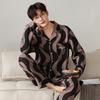 Autumn Winter Men Cotton Pajamas Long Sleeves Long Pants Pajama Sleepwear Lapel Fashion Man Homewear