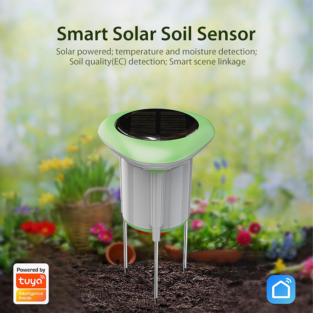 Tuya Zigbee Smart Solar Soil Sensor Tester Planting Moisture Temperature and Humidity Meter IP66 Grade APP Real Monitor Detector