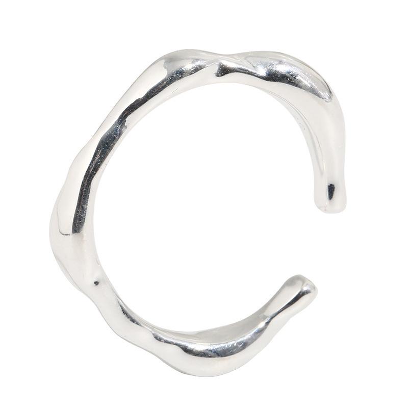 Sophisticated Sterling 925 Silver Geometric Adjustable Ring Contemporary Style For Women Fashionable