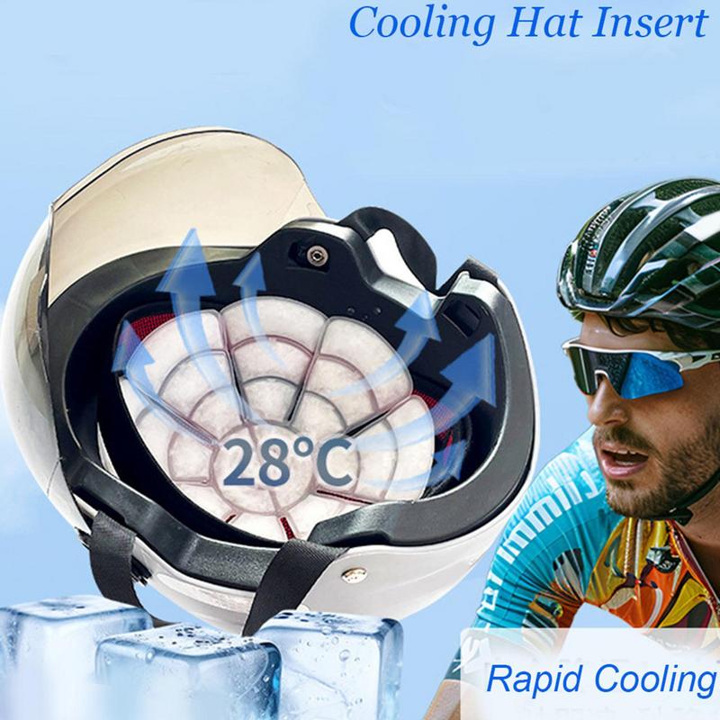 Sum-mer Cooling Hard Hat Liner Motorcycle Helmet Cooling Insert Pad Ice Cap Mat For Cycling Hiking Camping Helmet Accessories