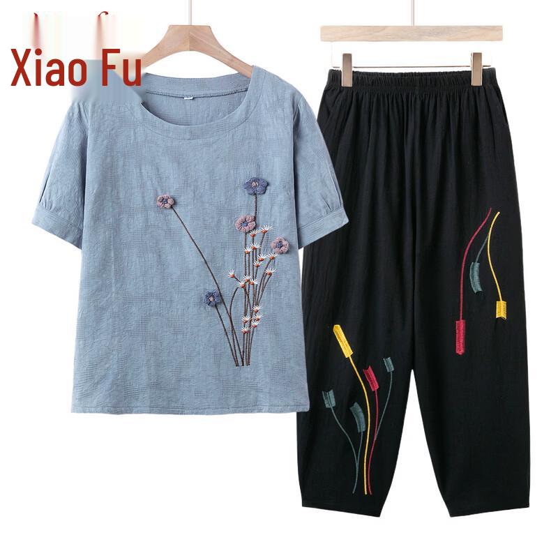 

Women s Floral Print Short-Sleeve Two-Piece Set 2XL