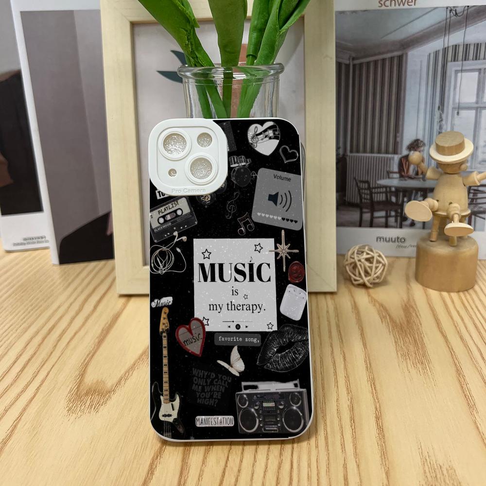 Music themed pattern phone case suitable for iPhone 17 16 15 14 13 12 11 Pro/Max/Plus anti drop and shockproof back cover